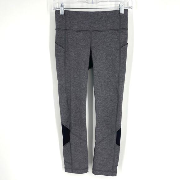 Lululemon Pace Rival Crop 22" Leggings Heathered Black Size 4 - Picture 1 of 11